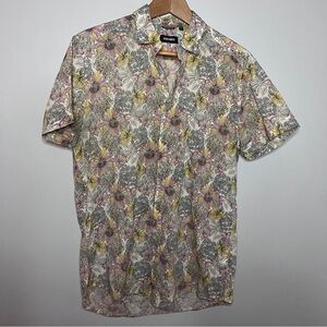 Antony Morato Pink, Yellow, Green Floral Casual Button Down Shirt Size M in EUC